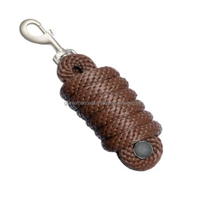 Cuerda de plomo de caballo de algodón hecha a mano de longitud personalizada suave y cómoda con gancho de presión de latón niquelado - Product Image 1