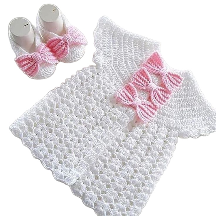 Handmade Crochet Baptism Dress - Special Occasion Kids Wear