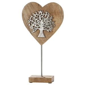 Heart Shaped <b>Wooden</b> Decorative Object With Metal <b>Tree</b> Design Modern Tabletop Home Decoration For Valentine's Day & <b>Christmas</b> - Product Image 1