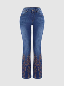 Pantalon évasé classique 2026 en denim respirant à séchage rapide, taille mi-haute, style urbain, longueur intégrale, vintage, décontracté pour l'été - Product Image 3