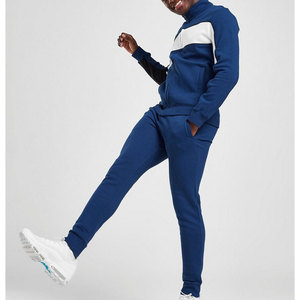 <b>Men</b> Color Blocking Tracksuit Set Blue Full Zip Sweatshirt Jogger <b>Pants</b> Casual Streetwear Breathable Eco-Friendly Quick Dry - Product Image 1
