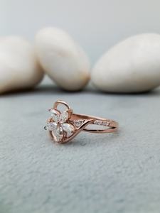 D'VINS JEWELS 18K Solid Gold <b>Rose</b> Gold Flower Diamond Engagement Ring Classic IGI Certified Marquise Cut Romantic Women's Fine - Product Image 1