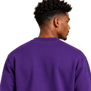 Purple <b>Men</b> Sweatshirt Crew Neck <b>Long</b> <b>Sleeve</b> Pullover Casual Fleece <b>Top</b> Customized Logo Streetwear Winter Sportswear Wholesale - Product Image 4
