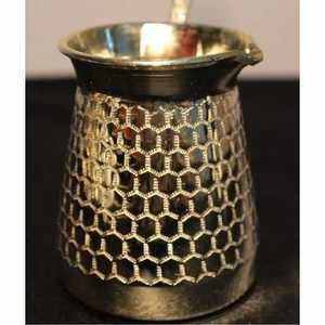 Cafetera Turca de Plata Hecha a Mano, Diseño Hexagonal de Panal, Cezve Ibrik, Calentador de Leche Metálico, Cafetera para Estufa - Product Image 1