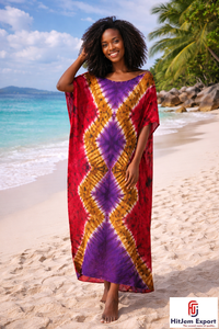 Women Custom <b>Kaftan</b> Dress Printed <b>Beach</b> Cover Up Loose Fit Silk Cotton Rayon Polyester Wholesale Manufacturer Supplier - Product Image 5
