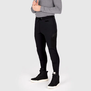 Jeans pour hommes Byker Wear, denim enduit de cuir, tissu écologique respirant, motif uni, été/hiver, décontracté - Product Image 5
