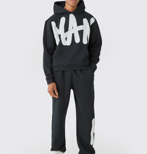 New Stitched Men Puff Print Tracksuit Custom made anti wrinkle breathable High Quality Puff Print Tracksuit with wholesale rate - Product Image 1
