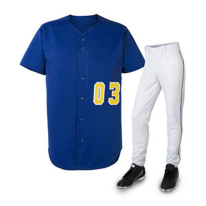 Ensemble d'uniformes de baseball personnalisés en gros avec 100 % polyester, couleurs personnalisées et tissu respirant, option de logo personnalisé pour hommes adultes - Product Image 1