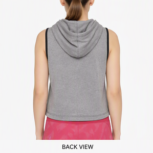 Hoodie sans manches à capuche personnalisé pour femme, pull-over court décontracté, couleur unie, vêtements de sport - Product Image 3