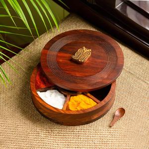 Wooden Spice Box <b>Owl</b> Lid <b>Carving</b> Compartmentalized Herb Storage Container Handcrafted Kitchen Organizer Food Grade Oven Safe - Product Image 6