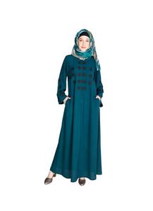 Vente chaude Moderne Décontracté Dubaï Style Abaya Lin Bouton Avant Ouvert Modeste Robe pour les Musulmans Inspiré par la Turquie Style - Product Image 5