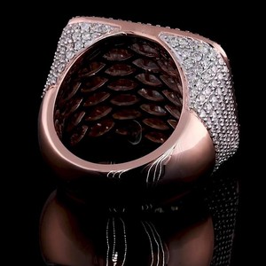 14k 18k Rose Gold <b>Eternity</b> Lab created Baguette Cut Diamond <b>Rings</b> For <b>Men</b> Luxury Lab Grown Round Elegant Pattern Diamond <b>Ring</b> - Product Image 6
