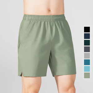 Shorts pour hommes en tricot Spandex/Polyester à séchage rapide, avec logo patchwork vieilli sur le devant, fermeture à cordon de serrage et taille mi-haute - Product Image 4