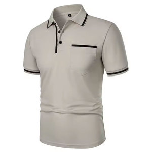 Camiseta de Verano para Hombre, de Manga Corta, Transpirable, de Color Sólido, Ligera, Estilo Polo, Moderna, Holgada, con Bolsillos - Product Image 1
