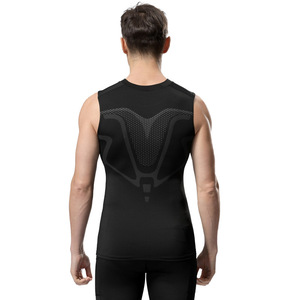 Customized <b>Men's</b> Quick Dry <b>Compression</b> <b>Vest</b> Slimming Body Shaper Stand Collar Knitted Fabric Workout Tank Top - Product Image 3