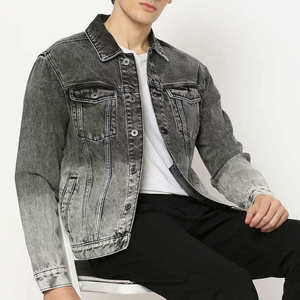 Custom Streetwear Winter Mens Denim Jacket | 100% Polyester Embroidered Patchwork Print Button Factory Wholesale - Product Image 1