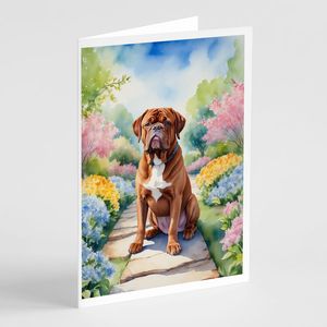Dogue De Bordeaux Whimsical A7 Tamaño 5x7 Tarjetas de notas en blanco Paquete de 8 con sobres Juego de tarjetas de felicitación Spring Path - Product Image 1