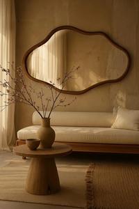 Miroir mural en bois de taille standard, miroir mural en bois multicolore pour la cuisine et la salle à manger, accessoire de décoration intérieure en gros - Product Image 5