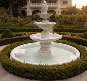 Fuente de Mármol Blanco Tallada a Mano, Moderna, Ecológica y Resistente al Agua para Jardín y Hogar - Product Image 2