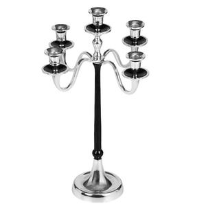 Candelabro Moderno de Metal Plateado y Negro de 5 Brazos, Centro de Mesa para Bodas y Eventos, Portavelas para Decoración de Mesa de Lujo - Product Image 1