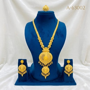 Conjunto de Collar de Novia de Diseño Exclusivo, Chapado en Oro de 24K con Circonitas, Joyería Nupcial India A-63001 - Product Image 6