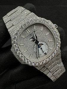 Reloj de Cuarzo Octagonal de Lujo para Hombre con Diamantes, 42 mm, Analógico, Fase Lunar, Cierre Desplegable, Correa de Acero Inoxidable - Product Image 3