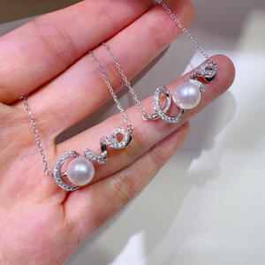 Collier de luxe M Home entièrement en zirconium et perles d'eau douce 7-8 mm, en argent pur S925, design polyvalent avec lettre 'LOVE' - Product Image 3