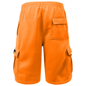 Shorts cargo orange pour homme, couleur unie, taille à cordon, style décontracté, tissu en coton avec poches latérales, short pour homme - Product Image 2