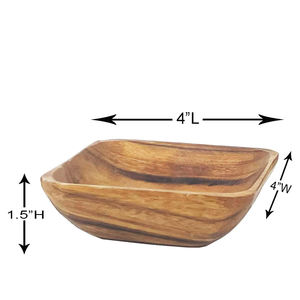 Ensemble de 4 bols carrés en bois d'acacia pour nouilles à salade de fruits, aliments sûrs et durables, parfaits pour la cuisine d'hôtel ou la restauration. - Product Image 3