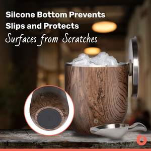 Swell Wood Grain <b>Ice</b> <b>Bucket</b> Crafted From Insulated Metal Features Matching <b>Lid</b> And Sleek Ergonomic Metal Scoop For Entertaining - Product Image 4