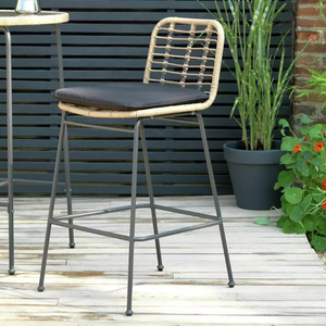 Taburete de Bar de Ratán con Asiento de Mimbre Tejido a Mano y Estructura de Hierro para Decoración de Muebles de Bar en el Hogar - Product Image 5