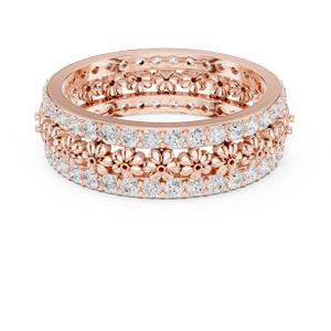 Anillo floral de oro rosa para mujer, anillo de eternidad con cristales de lujo, regalo de joyería de moda para aniversario de boda - Product Image 2
