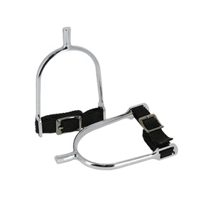 Estribos de acero inoxidable con correas y hebillas negras para montar a caballo, estribos ecuestres duraderos - Product Image 1