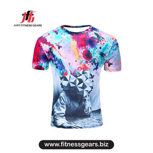 Men's Short Sleeve O-Neck <b>T</b>-<b>Shirt</b> Regular Fit Quick Dry Sporty Knitted <b>Polyester</b> Sublimation Print - Product Image 6