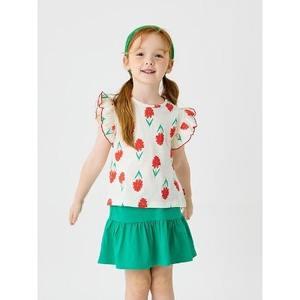 Camiseta Floral Estilo Coreano OZKIZ para Niñas de 2 a 7 Años, 100% Algodón, Moda de Verano, Ropa Infantil al por Mayor - Product Image 1