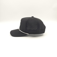 Gorra de béisbol Hackers Invitational 2025 negra de malla ajustada con estampado de goma en relieve unisex para golf, casual, primavera y verano