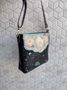 New Designer Hand Tooled Leather Sling Bag Metallic Leather Vintage Luxury Women's Multi Use Western Stylish Shoulder Bag - Product Image 2