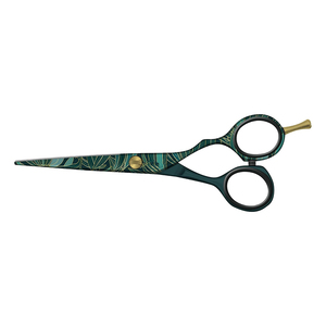 Ciseaux de coiffure professionnels en acier inoxydable J2 à motif gravé vert, tension réglable - Product Image 5