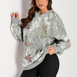 Sudadera con Capucha al por Mayor OEM, Sudadera de Punto con Estampado de Hojas Otoñales, Top Informal de Manga Larga Unisex, Impresión Personalizada de Alta Calidad - Product Image 6