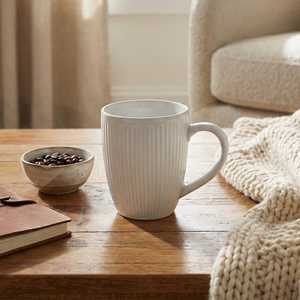 Ensemble de 6 tasses à café en céramique émaillée de style nordique moderne, en grès blanc neige, compatibles micro-ondes, 400 ml, faites à la main, impression personnalisée - Product Image 2