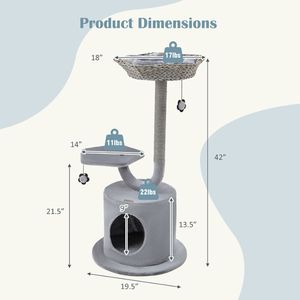 Torre Moderna de Madera para Gatos de Interior de 42 Pulgadas con Marco Metálico Curvo para Gatos Grandes y Pequeños - Product Image 5