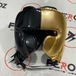 Ensemble de gants de boxe et de protection de tête et de cuisse en cuir véritable antidérapant avec logo personnalisé de qualité supérieure, blanc et noir, kit de boxe - Product Image 6