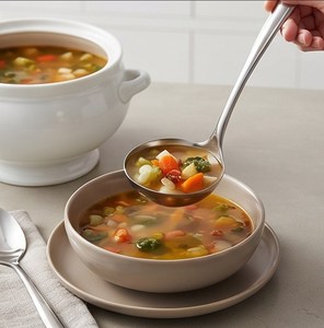 Juego de servir postres Cubiertos Cucharón de sopa Cuchara de comida de acero inoxidable con mango largo Perfecto para servir con estilo - Product Image 5
