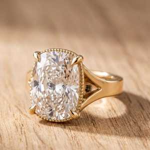 Diamant de laboratoire certifié IGI 5 carats taille coussin allongée, minimaliste, en or massif 10K 14K 18K, couleur E VVS, pour fiançailles - Product Image 3