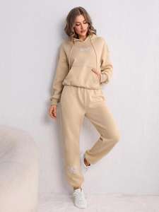 Ensemble de shorts décontractés en molleton uni pour femmes, automne, OEM, haute qualité, en gros - Product Image 6