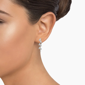Pendientes de oro blanco con diamantes talla marquesa, cultivados en laboratorio, color D, certificados por IGI, joyería clásica de boda para mujer - Product Image 5