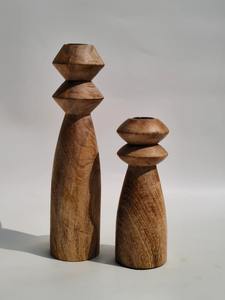 Porte-bougie en bois de luxe, décor sculpté artisanal, dessus diamanté - Product Image 5