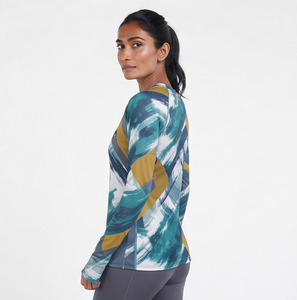 <b>Women's</b> Long Sleeve Rash Guard Crew Neck Sublimation <b>Swim</b> Beach <b>Shirt</b> 100% Polyester Quick Dry Compression <b>Shirts</b> Ladies - Product Image 3