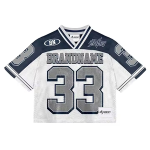 Camiseta Oversize de Malla de Poliéster con Estampado Gráfico y Cuello en V para Hombre, Estilo Jersey de Fútbol Americano OEM - Product Image 1