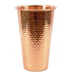 Gobelet à eau en verre courbé en cuivre, finition lisse, avec poignée, écologique, portable, grande capacité, tasse à boire en métal pur, ayurvédique - Product Image 1